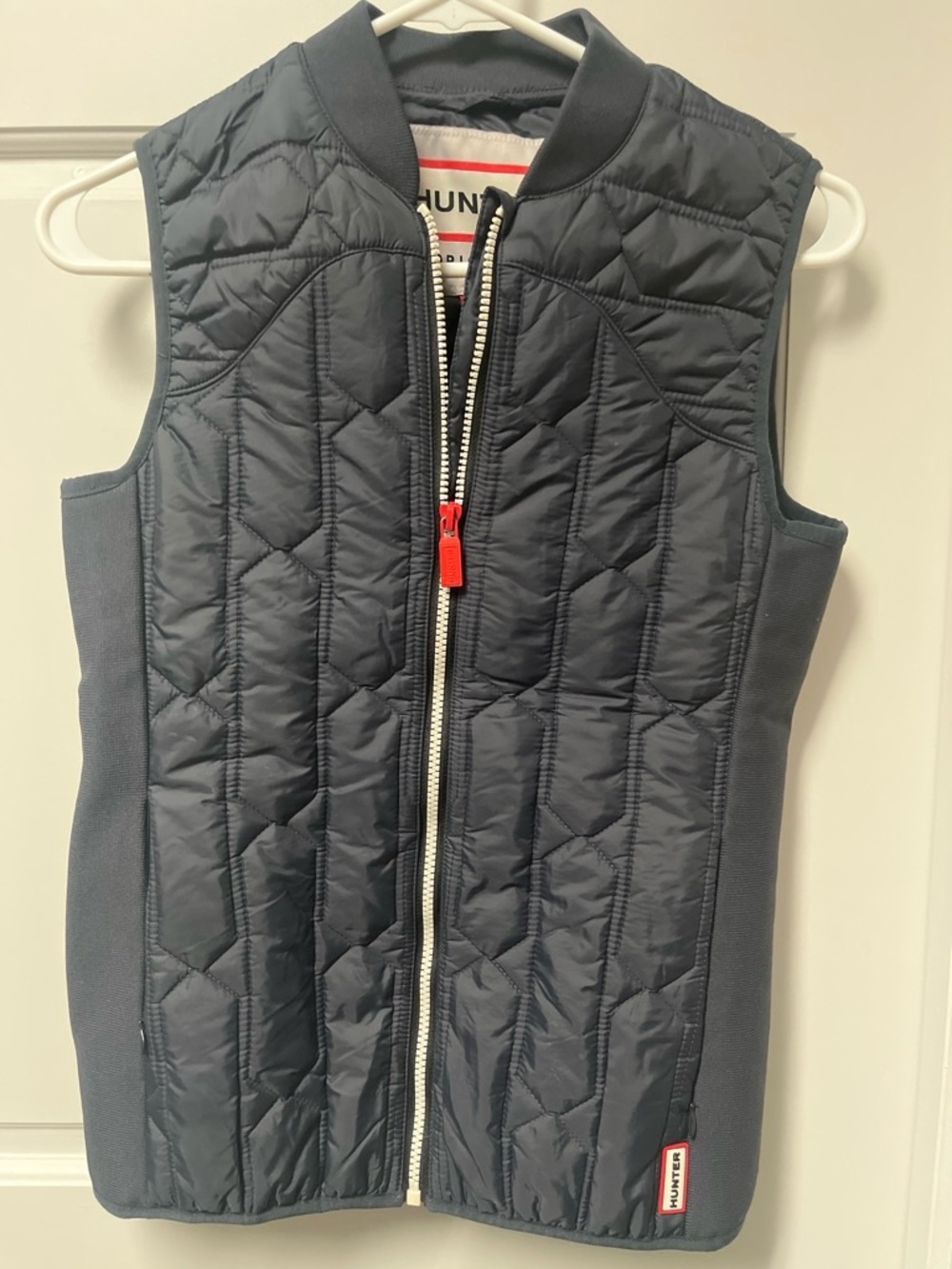 Hunter Quilted Navy Vest with Red Zipper Pull - Women's